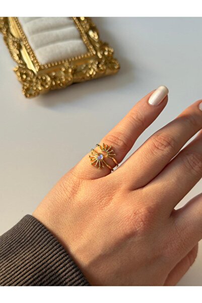 Charmist 14K Çelik Üzeri Altın Kaplama (Ayarlanabilir) Serçe Parmak Yüzük