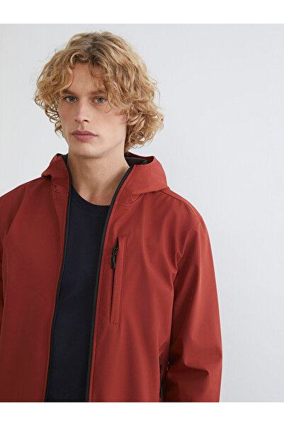 LC Waikiki Orange Standard Mold Hooded Men's Coat