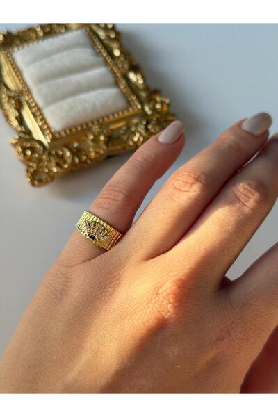 Charmist 14K Çelik Üzeri Altın Kaplama (Ayarlanabilir) Serçe Parmak Yüzük