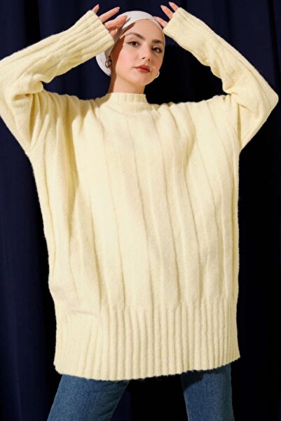 Safgiyim44 Wide Corded Fabric Knitwear Soft Tunic