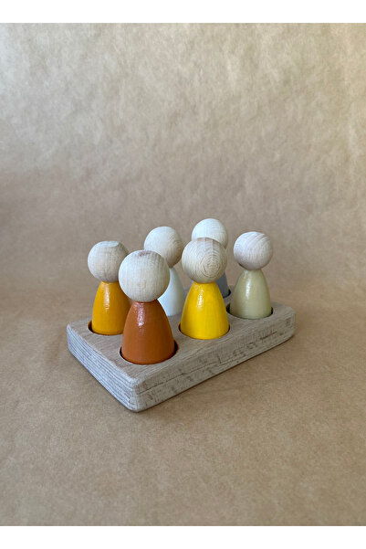tiny wood Wooden Peg Baby Color Matching Toy – 6 Peg Board – Montessori Sensory Toy