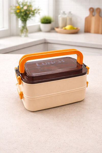 YAZICI Portable Food Container 2-Layer Lunchbox Diet Nutrition Box Storage Co...