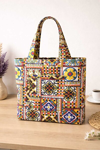HanaWear Renkli Etnik Desenli Günlük El Yapımı Bez Çanta