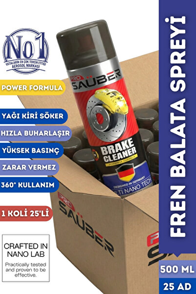 ProSaüber 25'li Fren Balata Temizleyici Sprey 500ml Power - Hızlı Kuruyan Yağ...