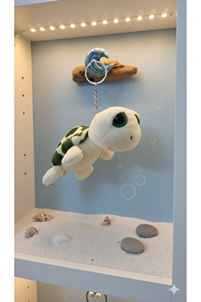 Şirin Sevimli Büyük Gözlü Peluş Kaplumbağa Anahtarlık - Çanta Aksesuarı Hediy...