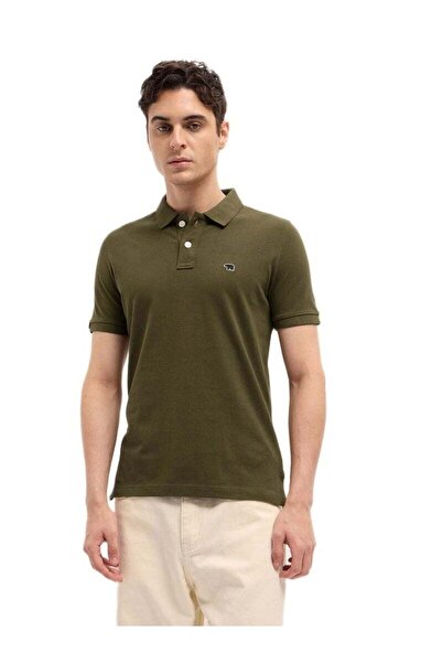 The Bear House Men's Cotton Solid Regular Fit Polo