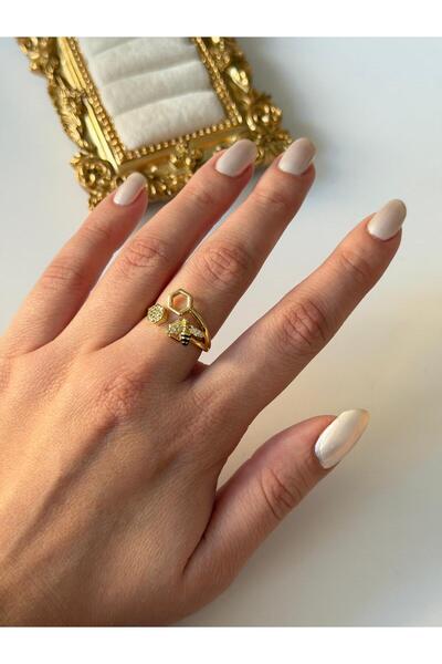 Charmist 14K Çelik Üzeri Altın Kaplama Ayarlanabilir Basic Yüzük