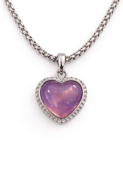 stainles steel Women's - Purple Heart Figured Stone Necklace – Non-Tarnish St...