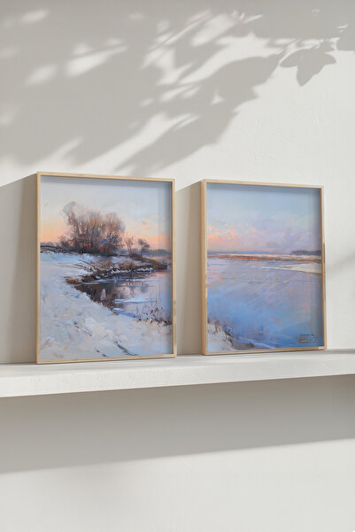 STARYUNA Set de pictură dublă cu efect de pictură în ulei, cu cadru din lemn,...