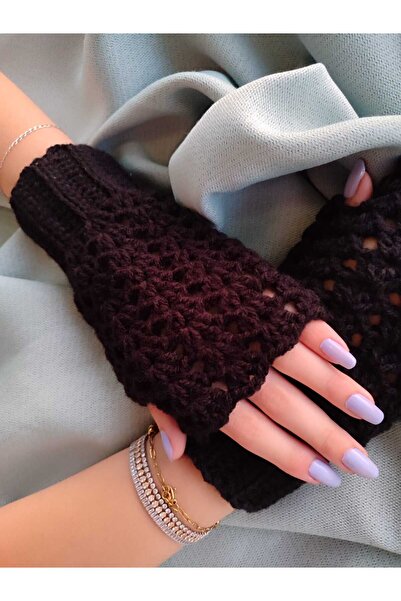 pun dore Dantel Detaylı El Örgüsü Parmaksız Eldiven – Standart Beden, Telefon...