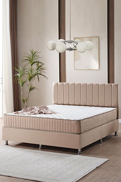 DAKRON Çift Kişilik Yatak Baza Başlık İmpera 3'lü Set 160x200 Bej