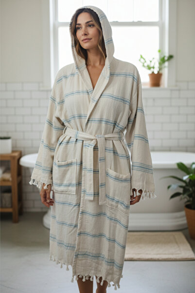 DNRYSL 100% Cotton Towel Peshtemal Bathrobe, Hooded Soft, Lightweight and Qui...