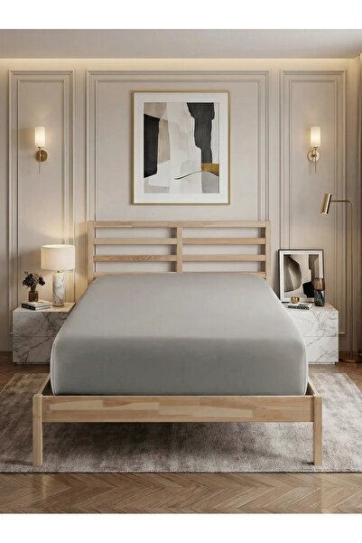 serelya Çift Kişilik Penye Lastikli Çarşaf - %100 Pamuk - 160 x 200 cm Vizon Renk