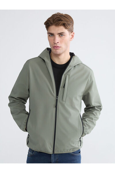 LC Waikiki Khaki Standard Fit Hooded Men's Coat