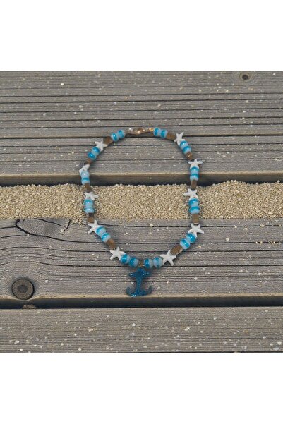 Butik Stylish Women's Necklace Made of Blue Glass Bead Tip Glass Blue Diamete...