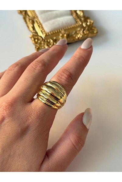 Charmist 14K Çelik Üzeri Altın Kaplama Ayarlanabilir Basic Yüzük