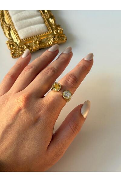 Charmist 14K Çelik Üzeri Altın Kaplama Ayarlanabilir Basic Yüzük