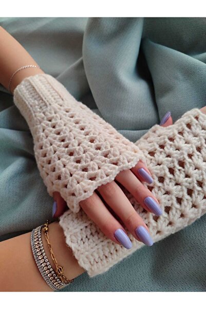 pun dore Dantel Detaylı El Örgüsü Parmaksız Eldiven – Standart Beden, Telefon...