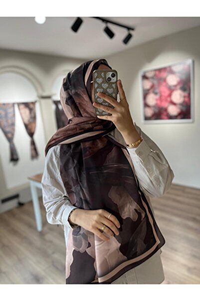 e.m ipek Soft Patterned Brown Shawl