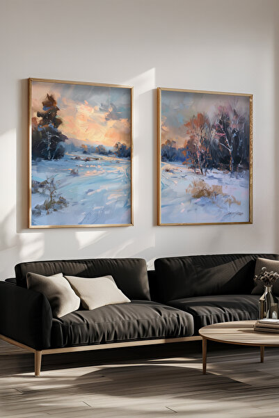 STARYUNA Set de picturi cu efect de pictură în ulei cu cadru din lemn, cu apu...