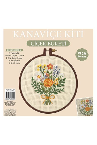seymatabur Kanaviçe Kiti Çiçek Buketi 19 cm