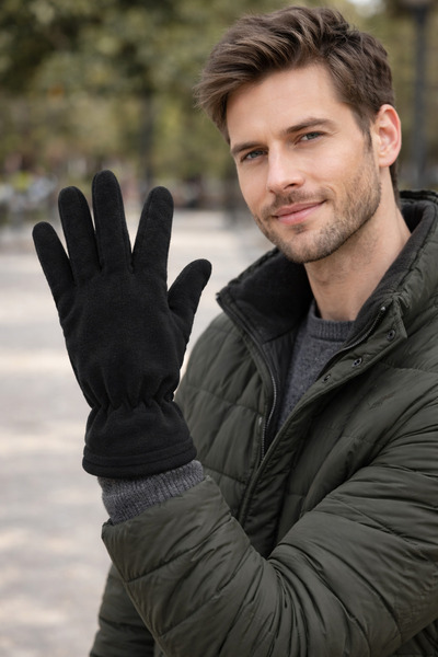 MEKİK BUTİK Mănuși de lână neagră pentru bărbați