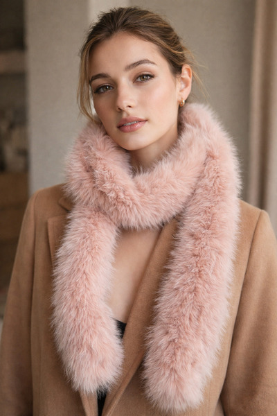 Luna Suni Kürk Peluş Uzun Boy Boyunluk Kürk Görünümlü Atkı