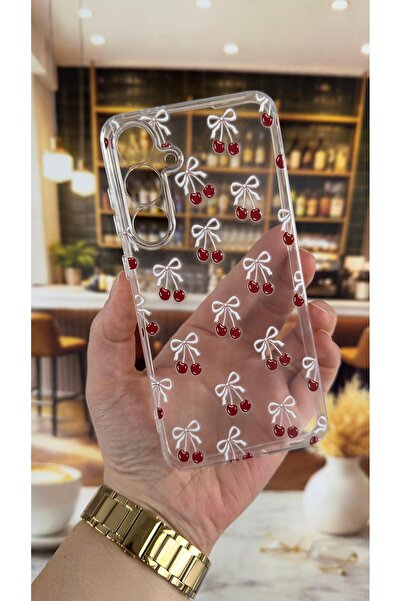 Vip Case Samsung A16 Compatible Cherry Patterned Transparent Shock-Absorbing ...