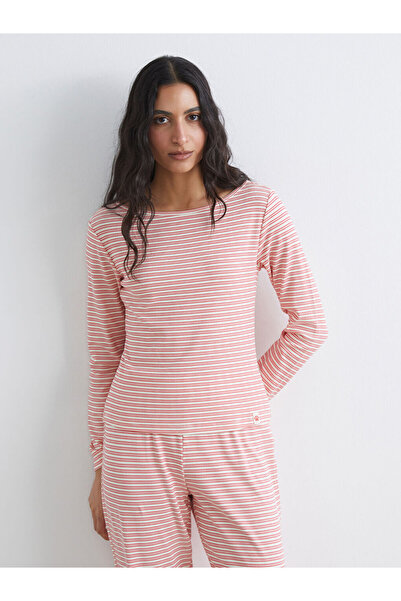 LC Waikiki Lcw Dream Red Crew Neck Striped Women's Pajama Set
