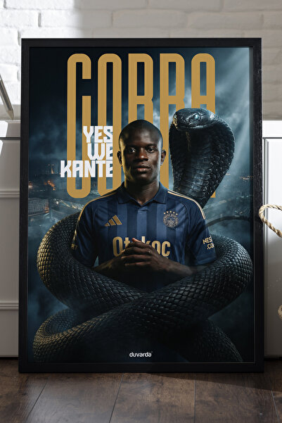Duvarda N'Golo Kante Fenerbahçe Siyah Ahşap Çerçeveli Poster, Dekoratif Futbo...
