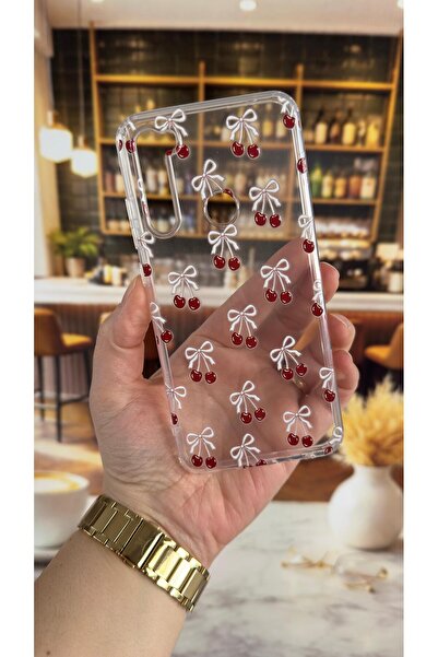 Vip Case Redmi Note 8 Compatible Cherry Pattern Transparent Shock-Absorbing C...