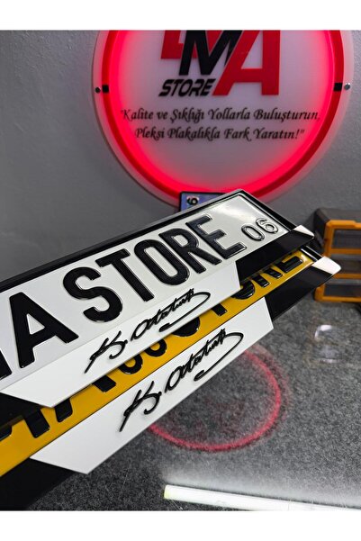 BMASTORE06 SİYAH KEMAL ATATÜRK İMZALI ZEBRA MODEL Pleksi Plakalık (1çift,2 adet)