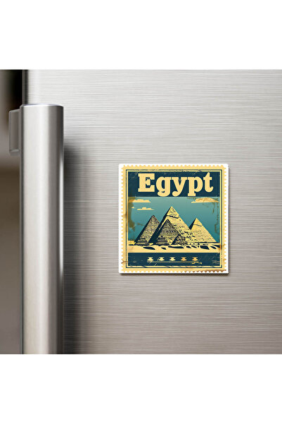 iBerk Mısır Egypt - Posta Pulu Temalı Ülke - Baskılı Buzdolap Magneti Kare - ...