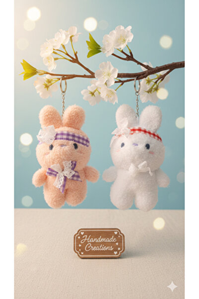 Şirin 2'li Set Sevimli Peluş Tavşan Anahtarlık - Arkadaşlık ve Çift Kombin Ça...