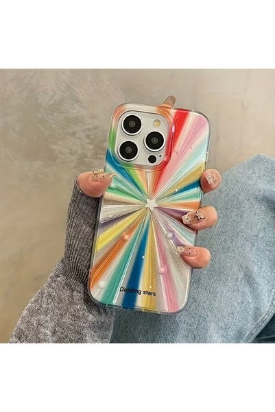 Innovate Store Dazzling Stars Rainbow Effect Glitter Star Detailed Aesthetic Shiny Phone Case Compatible with iPhone 11