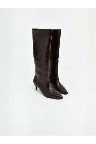 LC Waikiki Lcw Steps Brown Crocodile Patterned Women's Boots