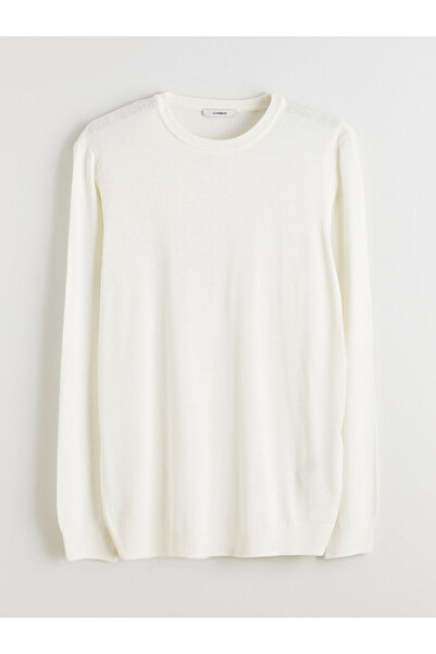 LC Waikiki Ecru Crew Neck Men's Knitwear Sweater