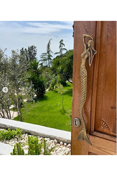 Antik Bronze Deniz Kızı Tasarım Pirinç Sağ Çekme Kapı Kolu, Antik, 30 cm
