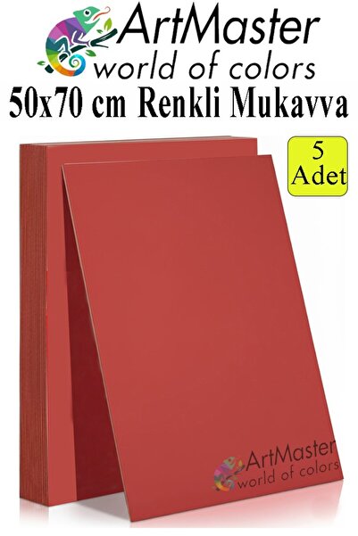 Artmaster Kırmızı Renkli Mukavva 50x70 cm 5 Adet 1 Paket Renkli Sert Karton 1...