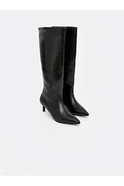 LC Waikiki Cizme de damă cu toc LCW STEPS, negre, cu vârf ascuțit