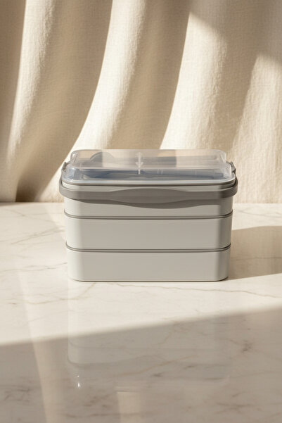 YAZICI 3 Katlı Taşınabilir Yemek Kabı Lunch Box Diyet Beslenme Kutusu Saklama...