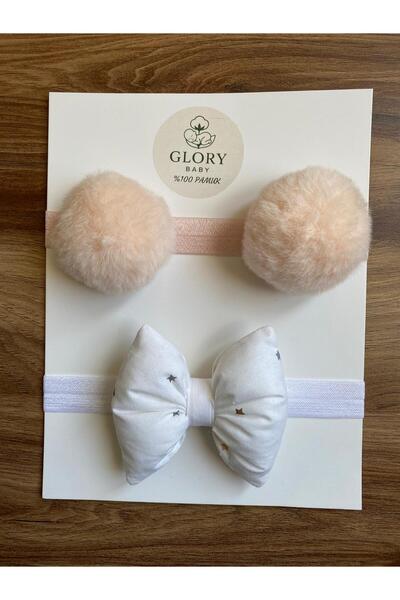 GLORY BABY Baby Girl Bow & Pompom Bandana - Hair Band Set of 2