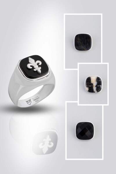 So CHIC... Modify Koleksiyonu Klasik Stil Erkek Gümüş Tasarım Yüzük Seti