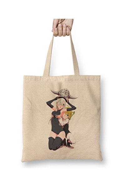 Toyaso Meliodas Elizabeth Tthe Seven Deadly Sins White Cloth Bag Long Handle ...