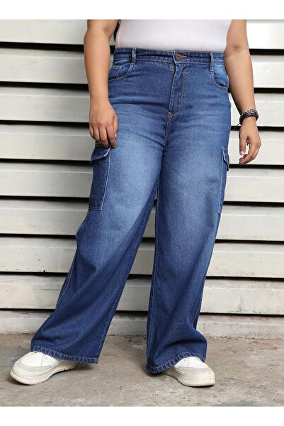 Generic High Star Plus Size Wide Leg Cargo Jeans