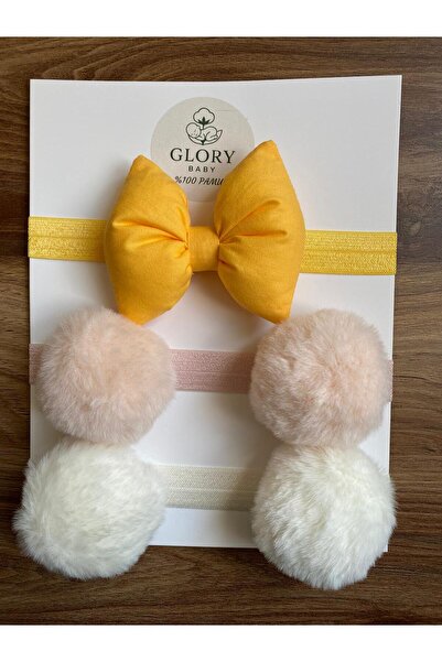 GLORY BABY Baby Girl Bow & Pompom Bandana - Hair Band Set of 3