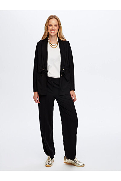 Faik Sönmez Relax Beli Tünelli Modallı Örme Ceket W26CKT031