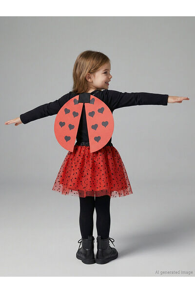 LC Waikiki زي تنورة واسعة وحذاء على شكل جناح لدودة الفاكهة الحمراء