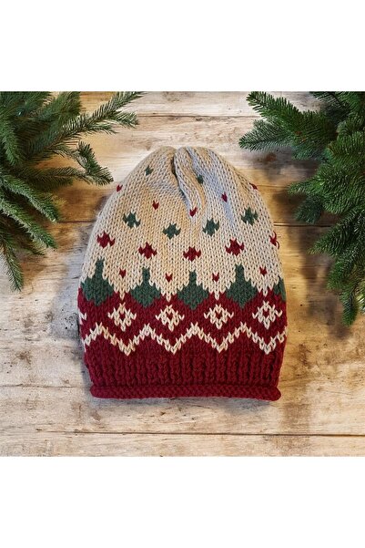 The Cloudish Shop Hand Knitted Zigzag Pattern Baby Beanie Gray Burgundy Green...