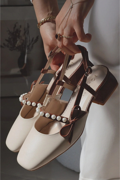 KILIÇ Pearl Bow Short Heel Shoes 5 cm